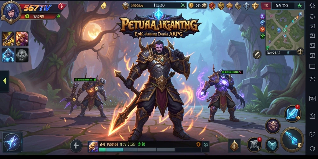 Screenshot game ARPG 567TV dengan aksi pertarungan epik.