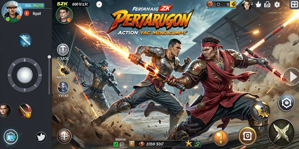 Screenshot gameplay aksi seru di 5ZK menampilkan pertarungan yang mendebarkan dan grafis memukau.