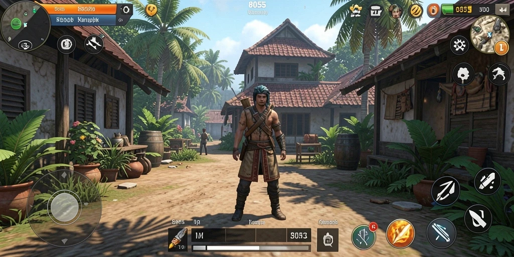 Screenshot dari gameplay menarik di 8055 dengan berbagai karakter.
