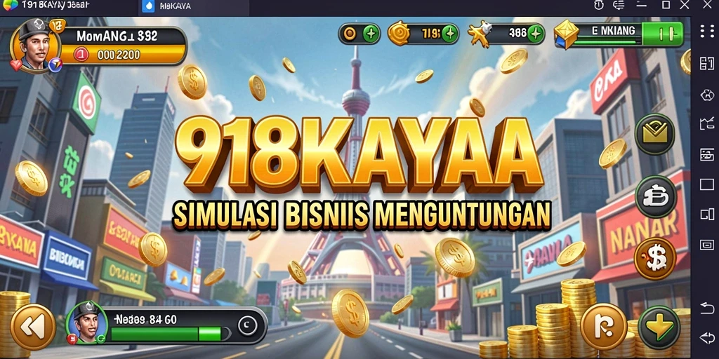 Screenshot gameplay 918KAYA yang menunjukkan keseruan membangun bisnis.