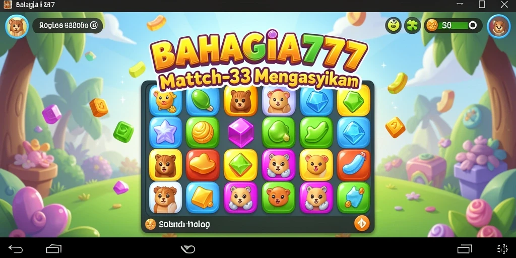 Tangkapan layar utama BAHAGIA777 menunjukkan gameplay Match-3 yang memikat.