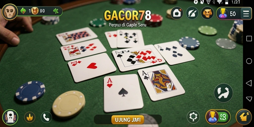 Tampilan gameplay seru dari GACOR78 saat bermain Gaple.