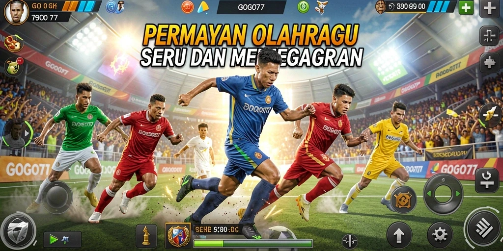 Screenshot utama GOGO77 yang menampilkan gameplay olahraga yang seru.