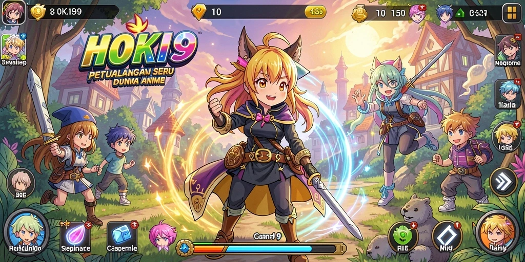 Tampilan gameplay HOKI9 yang menampilkan karakter anime bertarung.