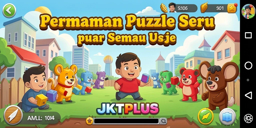 Tampilan gameplay JKTPLUS yang menarik dengan berbagai teka-teki Puzzle.