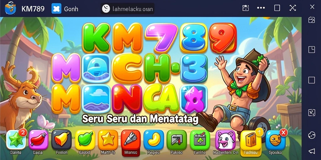 Gameplay seru dan menantang di KM789 dengan berbagai level Match-3.