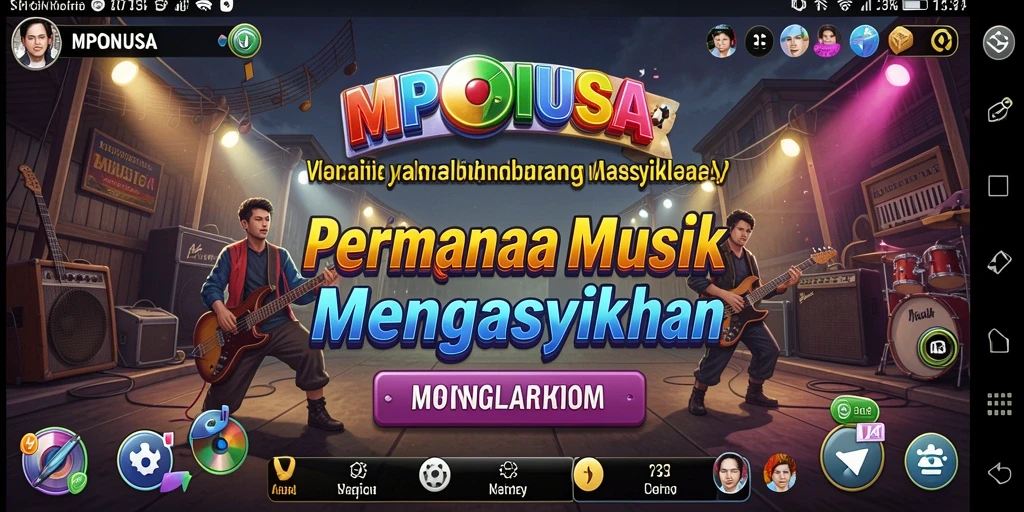 Tampilan gameplay MPONUSA yang menarik dengan berbagai tantangan musik.