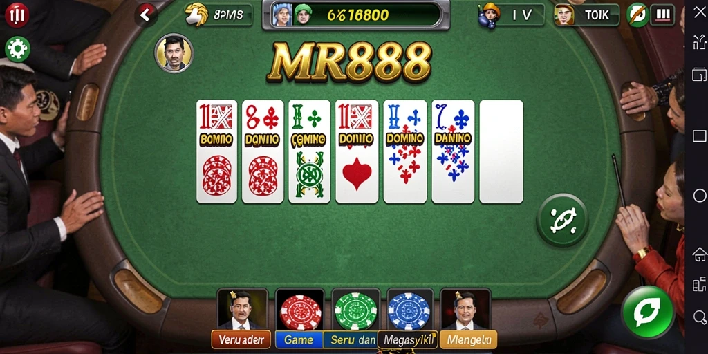 Tampilan gameplay seru dari MR888 yang penuh dengan tantangan domino.