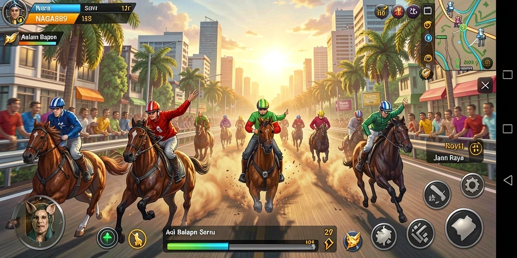 Gameplay NAGA889 yang seru dan menantang balapan di jalan.