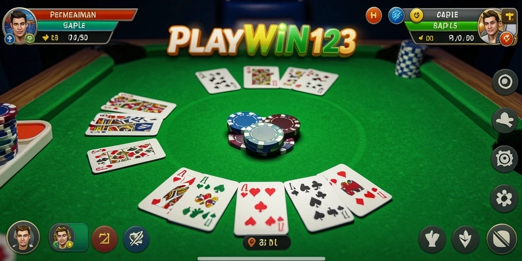 Tampilan gameplay Gaple menyenangkan dan interaktif di PLAYWIN123.