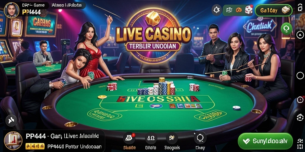 Screenshot gameplay PP444 menampilkan pengalaman Live Casino yang interaktif dan mendebarkan.