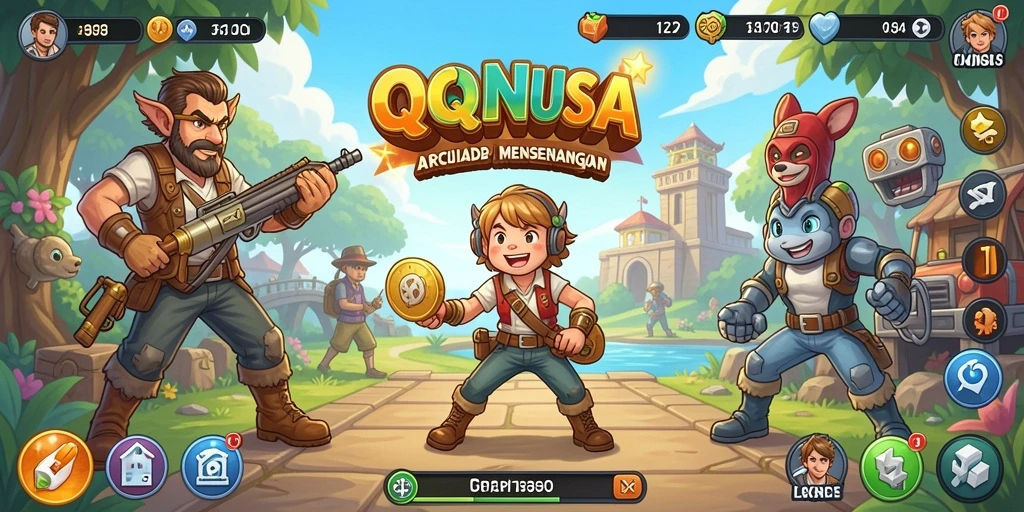 Tangkapan layar permainan QQNUSA menampilkan aksi seru arcade.