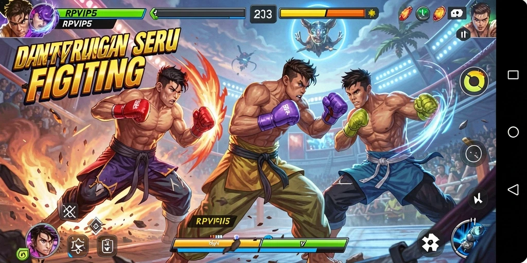 Tampilan gameplay yang mendebarkan dalam RPVIP5 dengan aksi pertarungan seru.