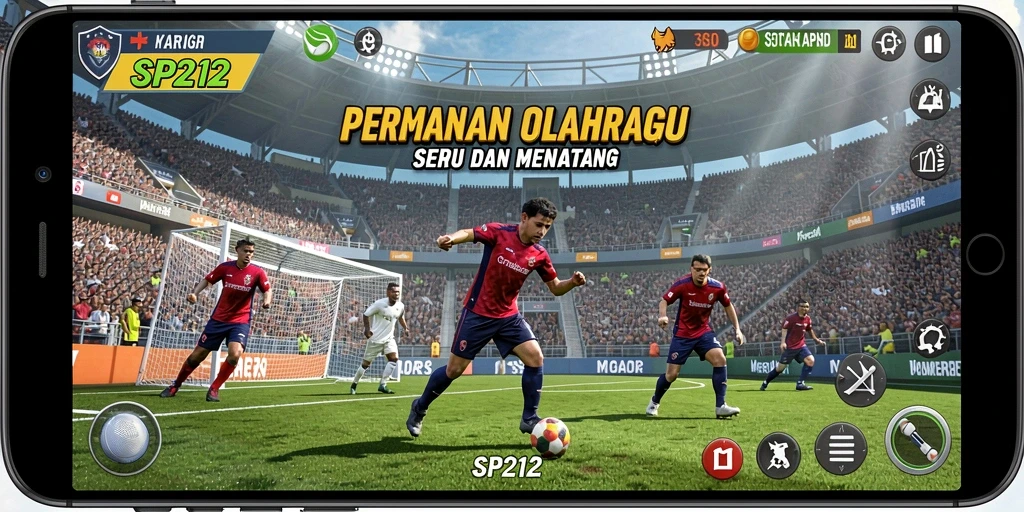 Tangkapan layar SP212 menampilkan aksi olahraga yang mendebarkan.