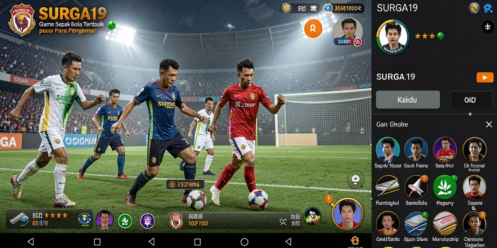 Tampilan gameplay SURGA19 dengan aksi mendebarkan di lapangan.