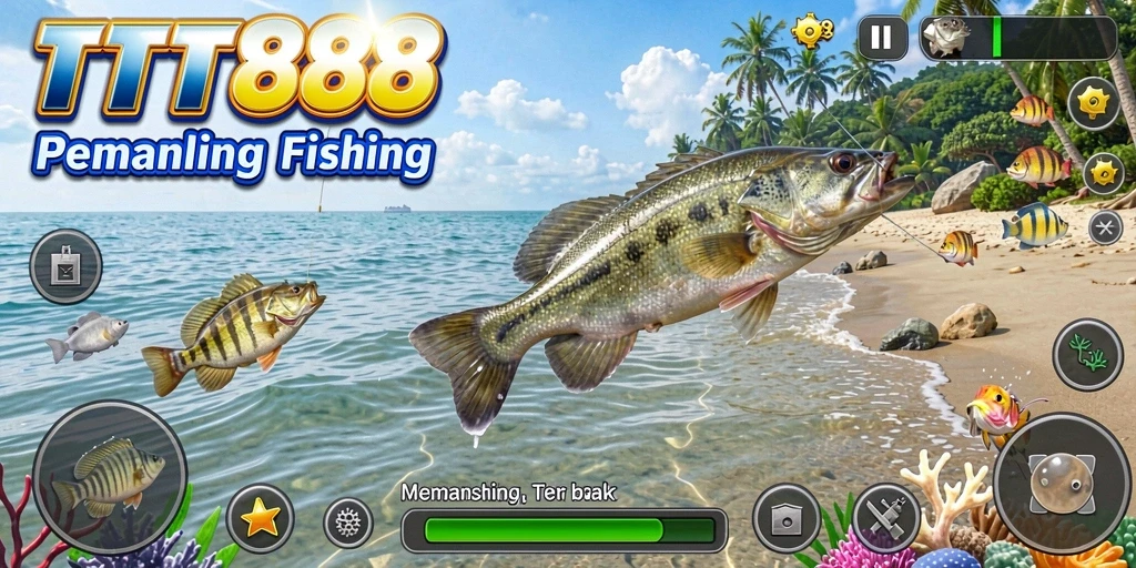 Screenshot gameplay TTT888 dengan tampilan memukau saat memancing.