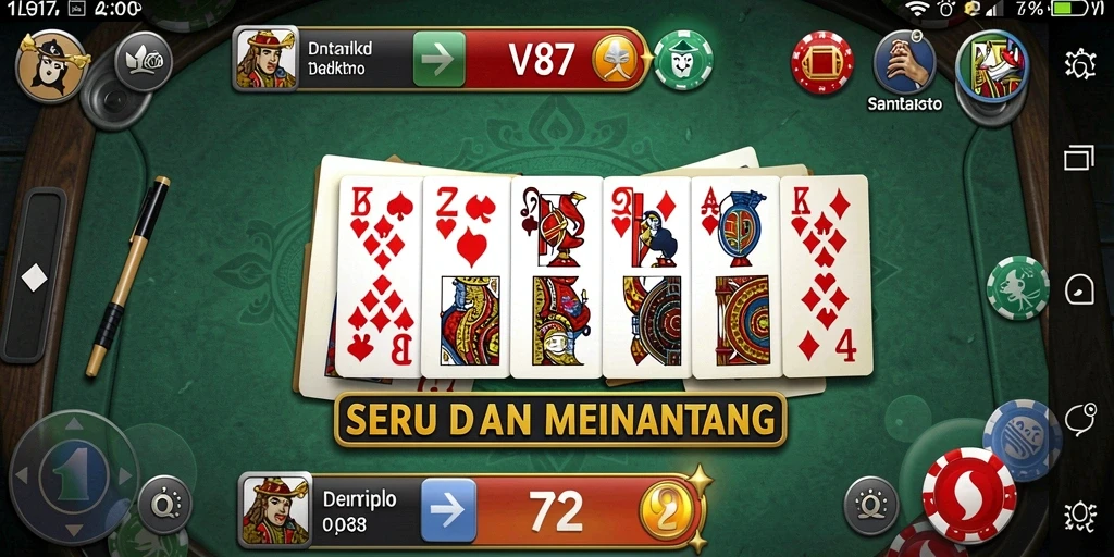 Tampilan gameplay Domino yang menarik dan seru di V87.