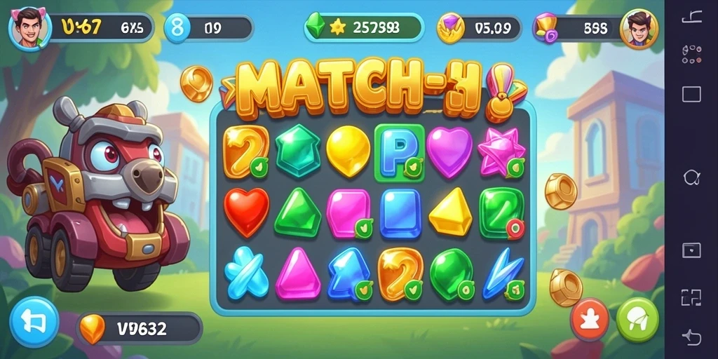Screenshot gameplay VV62 dengan kombinasi warna yang cerah.