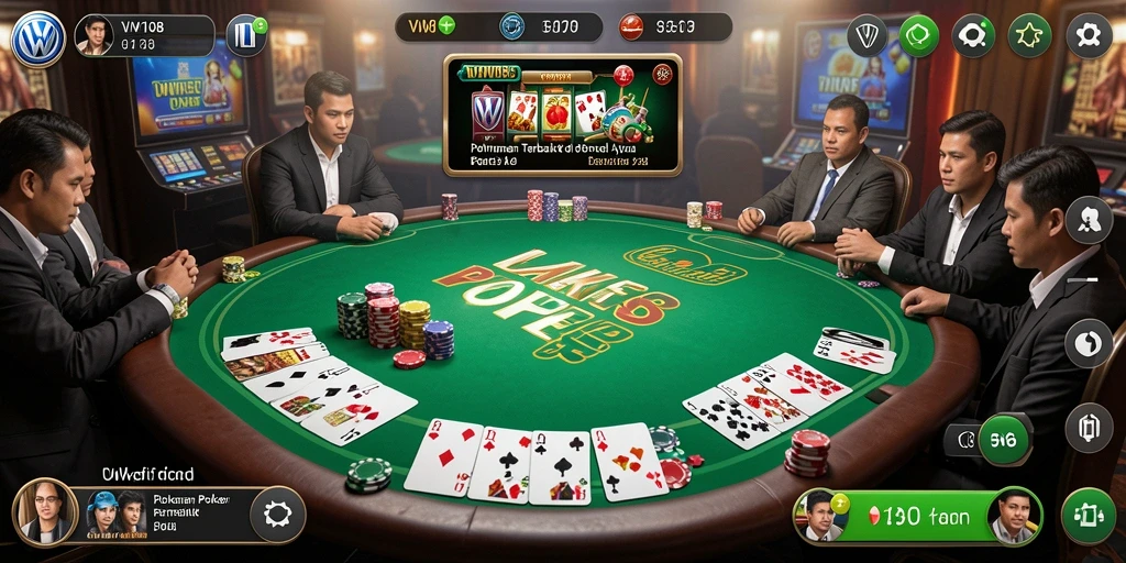 Tampilan gameplay Poker yang intens dan mendebarkan di VW108.