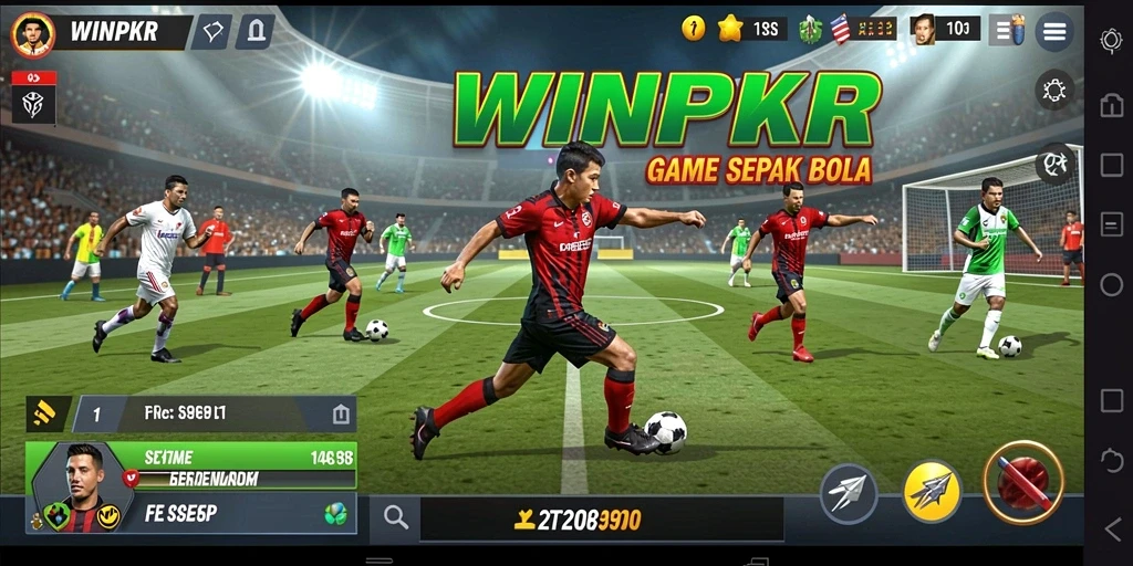Menampilkan gameplay menarik dari WINPKR dengan aksi sepak bola seru.